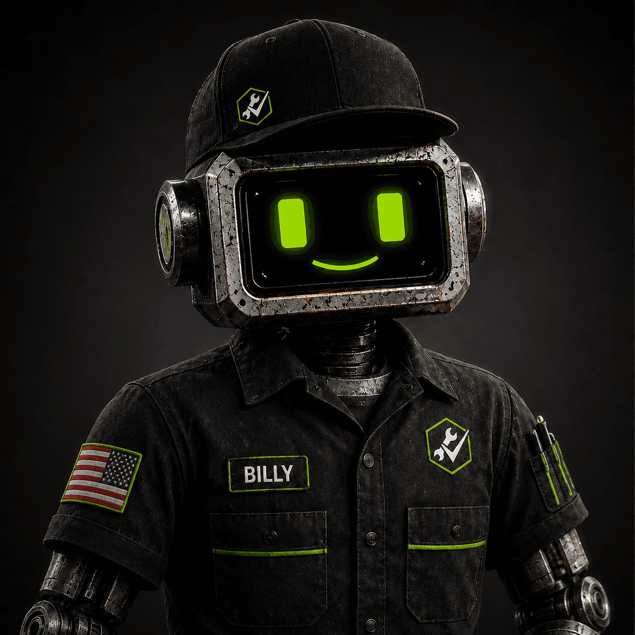Billy Bot in a repair shop